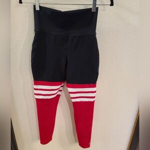 Bombshell Sportswear Black and Red Thigh High Leggings Size L